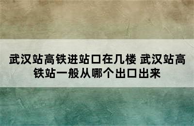 武汉站高铁进站口在几楼 武汉站高铁站一般从哪个出口出来